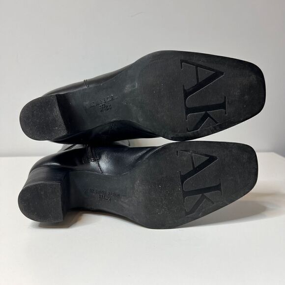 AK Anne Klein iFlex Black Leather Zip Square Toe Ankle Boots Womens Size 6.5 - Picture 5 of 8